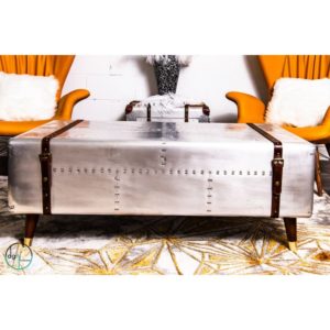 Leather Strap Metal Coffee Table
