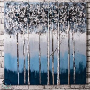 Silver and Blue Tree Painting